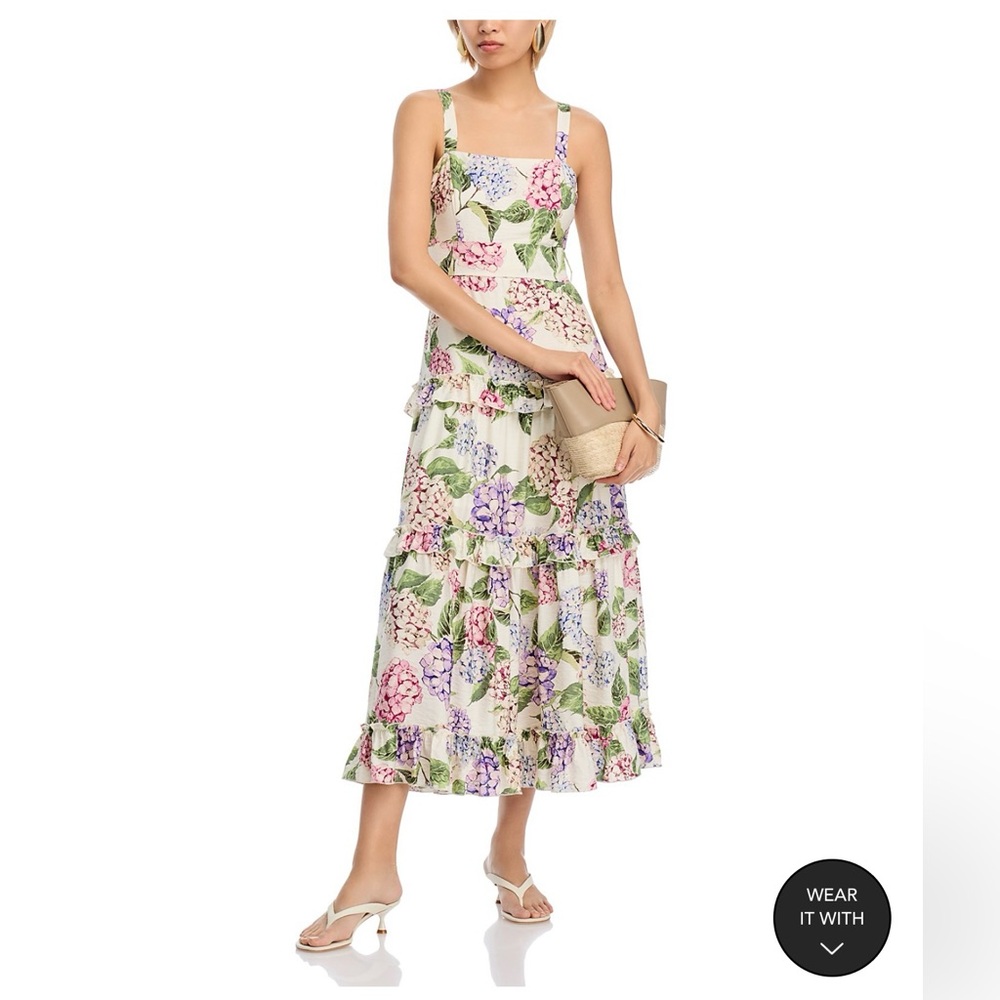 Aqua Multicolor Hydrangea Maxi Dress